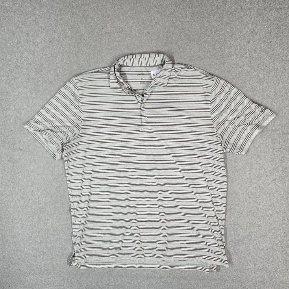Johnnie O Men Shirt XL Gray Striped Button Short Sleeve